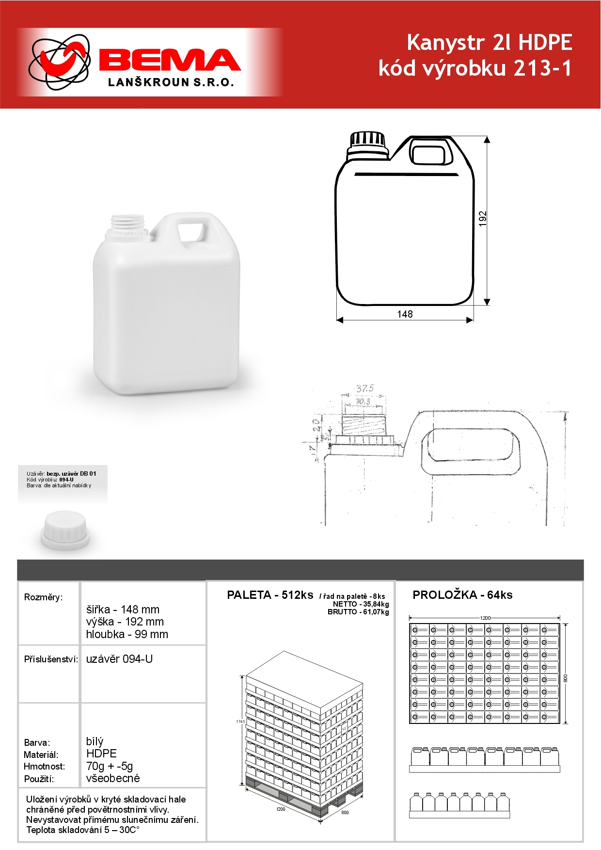 kanystr HDPE 2l bílý 29-4-2024